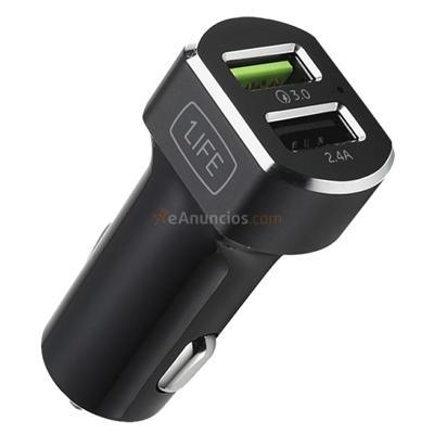 1LIFE CARGADOR DE COCHE DUAL PUERTOS USB, ORIGINAL DE LA MARCA 1LIFE